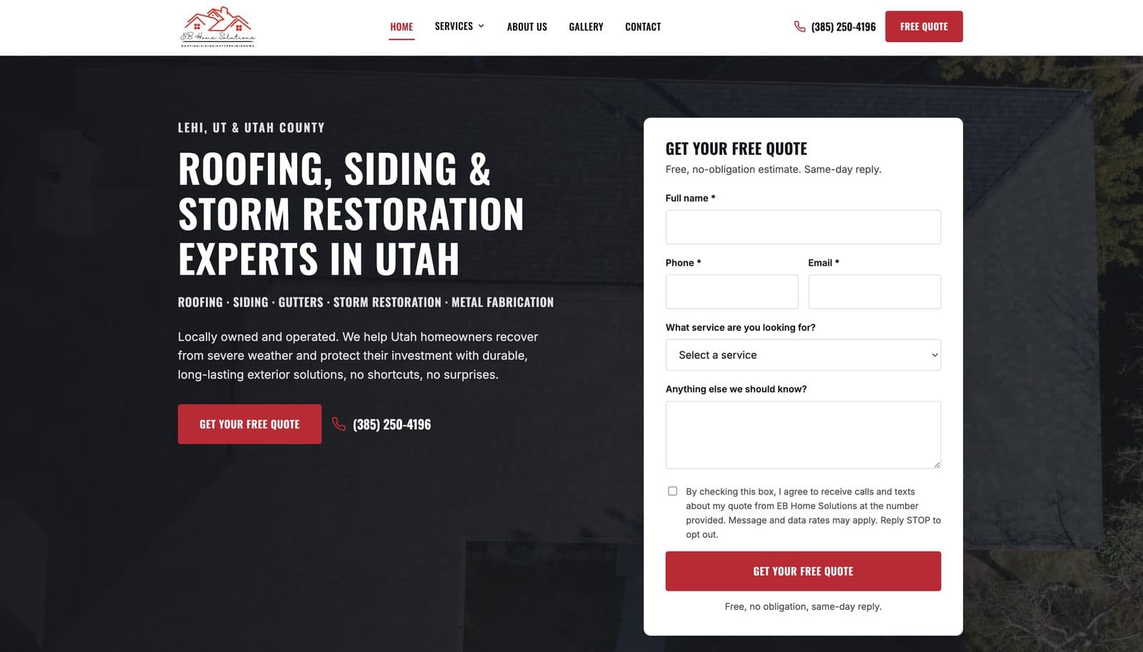 EB Home Solutions website
